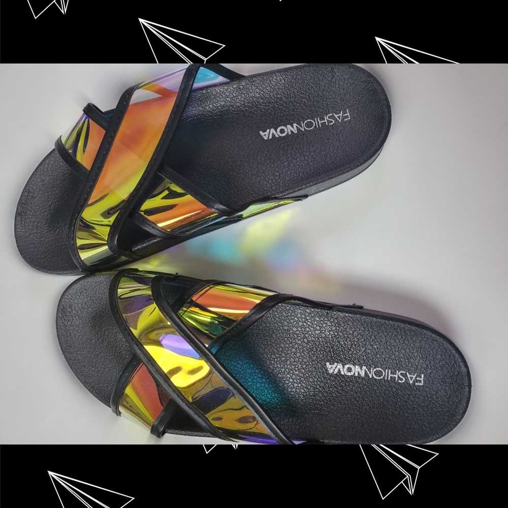 Cute Acrylic Prism Transparent  Black Slides🖤